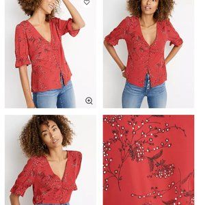 Madewell Red Daylight Blouse Top Size 6